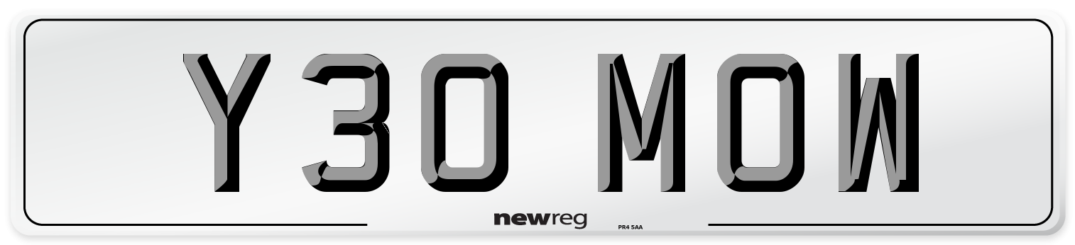Y30 MOW Number Plate from New Reg